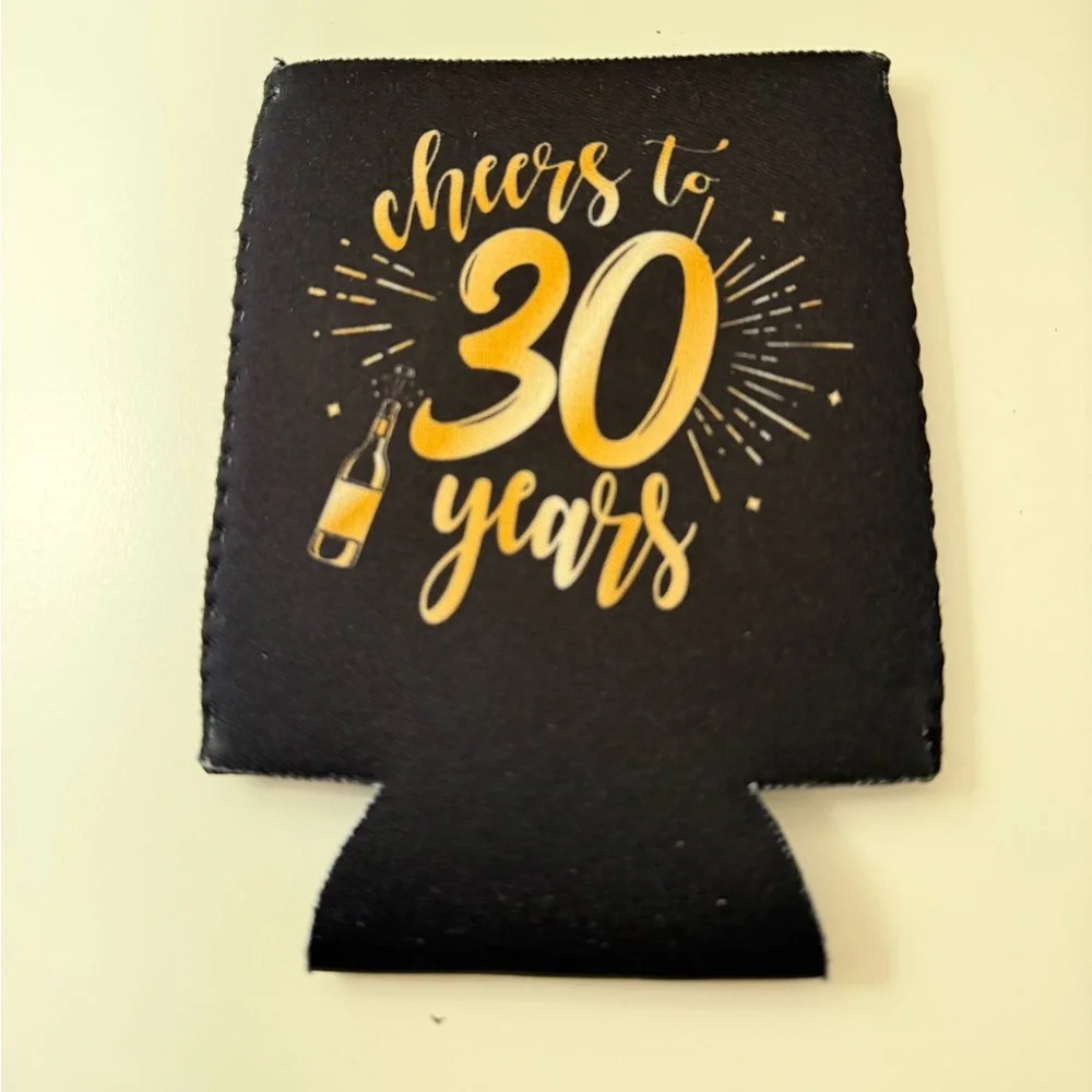1993 Cheers to 30 Years Black and Gold Can Cooler Koozie